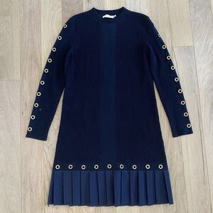 Tory Burch Navy Blue Grommet-Trimmed Dress